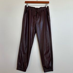 The Reset R / Label Maroon Vegan Leather Jogger Pants Size Small